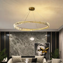 lustre led moderne en cristal k9 avec anneau irrégulier