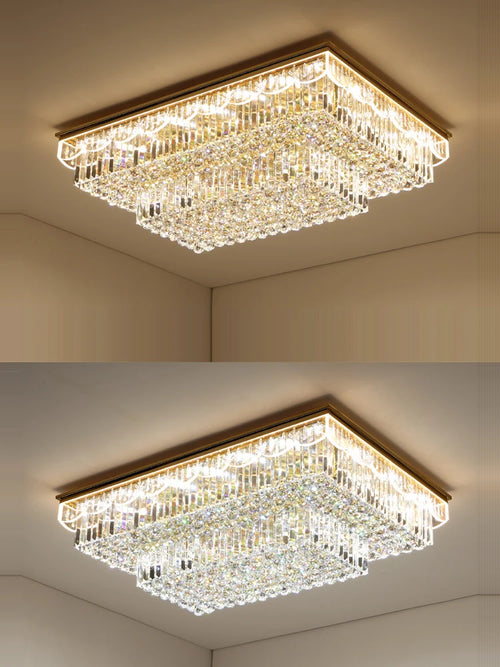 LED-Deckenleuchte dimmbar aus Kristall und Edelstahl für modernes Interieur - vue 4 sur 12