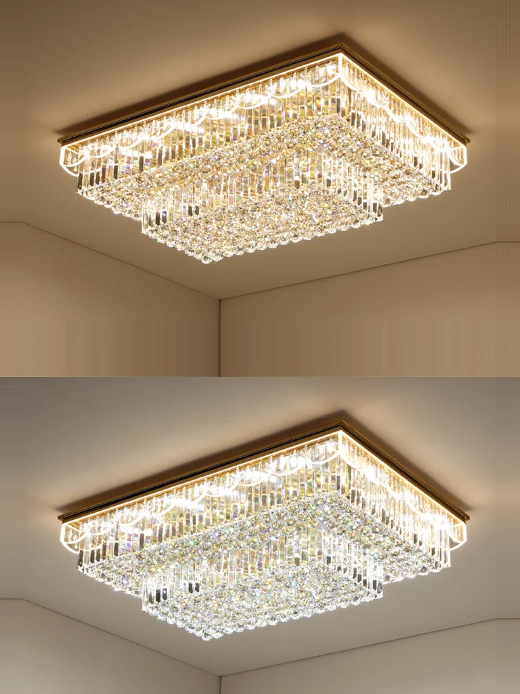 LED-Deckenleuchte dimmbar aus Kristall und Edelstahl für modernes Interieur - vue 3 sur 12