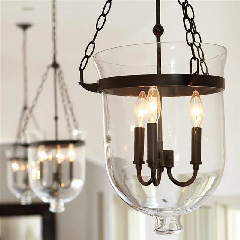 Suspension en verre rétro style campagnard américain pour intérieur