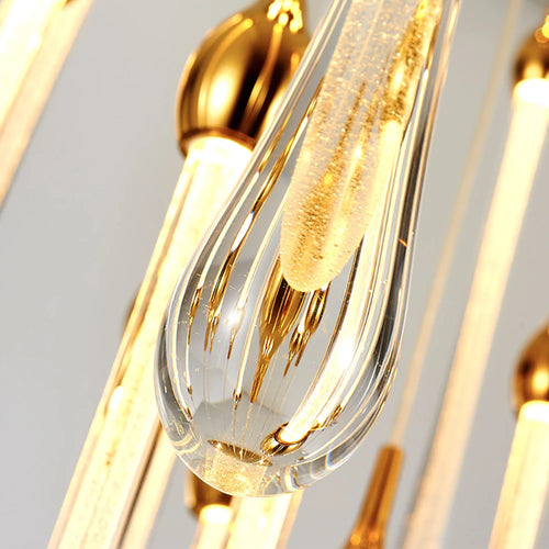 lustre led moderne en cristal pour grand escalier