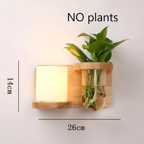 LED-Wandleuchte aus Holz mit nordischem Pflanzengefäß - vue 14 sur 23