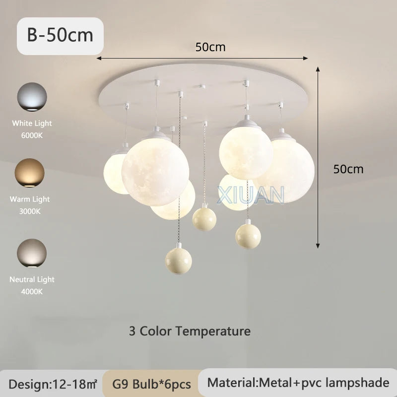 Kronleuchter Design 3D LED Mond Kugelform Pendelleuchte Innen
