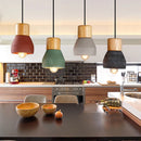 Pendelleuchte im nordischen Loft-Stil aus Holz und Zement, E27, 4 Farben, modern für Restaurant, Wohnzimmer, Café, Schlafzimmer, bunte Dekoration