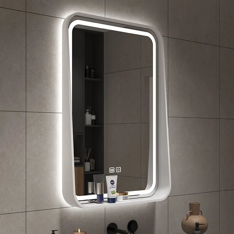 miroir nordique en bois massif pour salle de bain suspendu - vue 5 sur 12