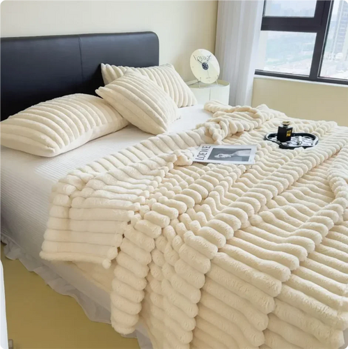 plaid épais doux style uni pour lit cocooning