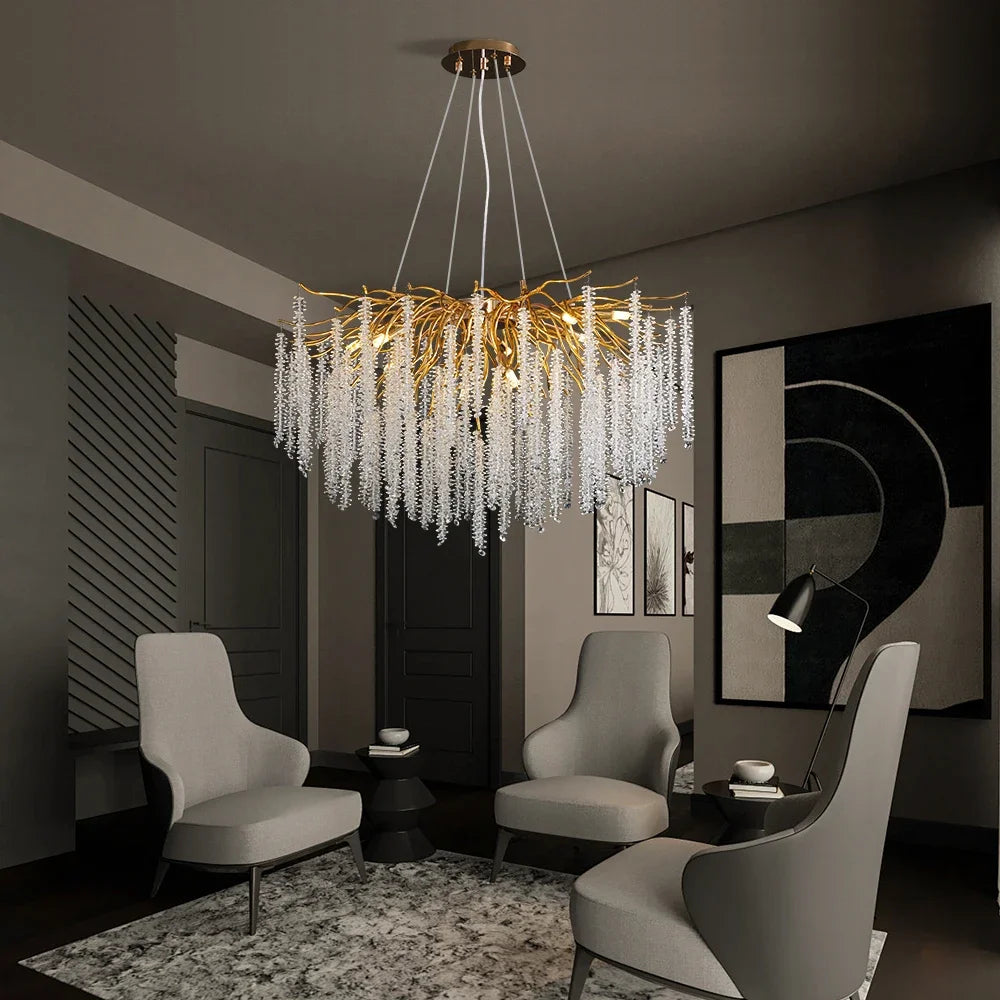 lustre suspendu en verre cristal design moderne pour décoration intérieure - vue 7 sur 10