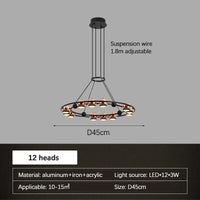 SANDYHA Nordique Moderne LED Lustre Anneau Circulaire De Luxe Haricot Duplex Suspension pour Salon Salle À Manger Chambre Éclairage