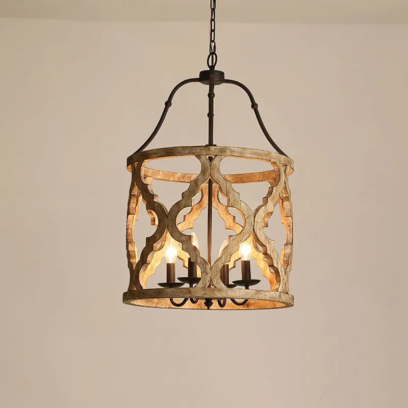 lustre en bois créatif américain rural pour boutiques et restaurants - vue 2 sur 8
