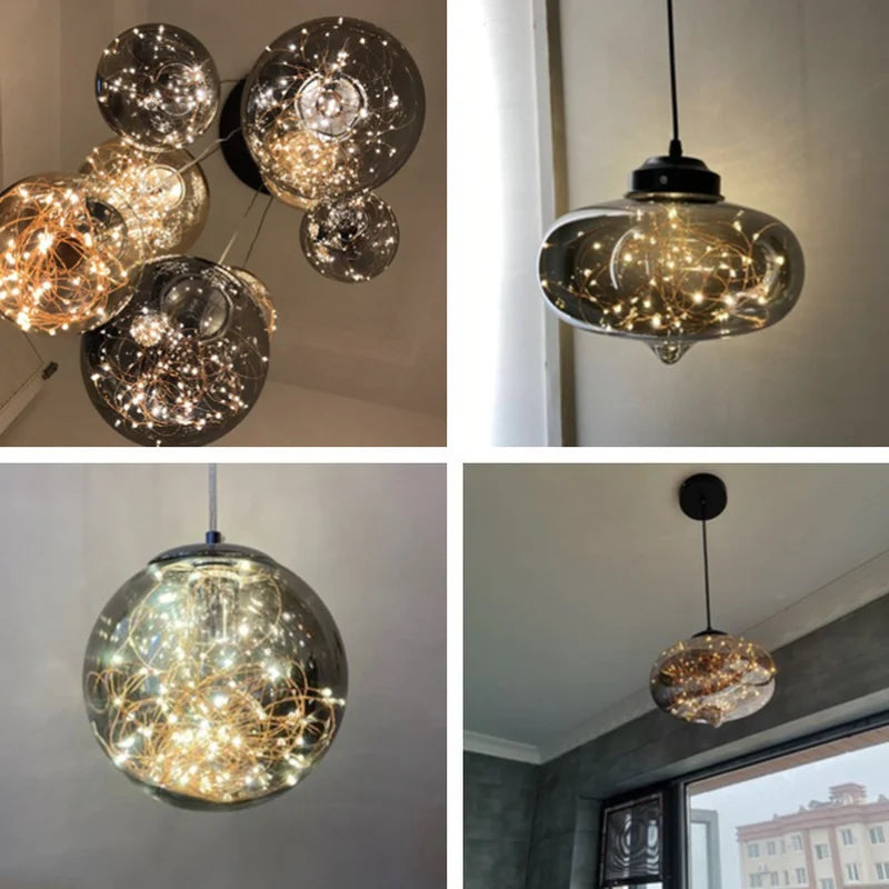 Nordischer Kronleuchter aus Glas mit Sternendekor für moderne Einrichtung - vue 4 sur 24