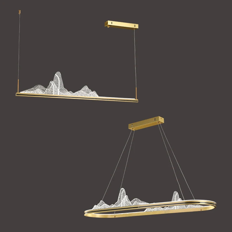SANDYHA Pendelleuchte Schneeberge Chinesischer Stil Designer Landschaft Kreative LED-Leuchte für Wohnzimmer Esszimmer Bar - vue 10 sur 14