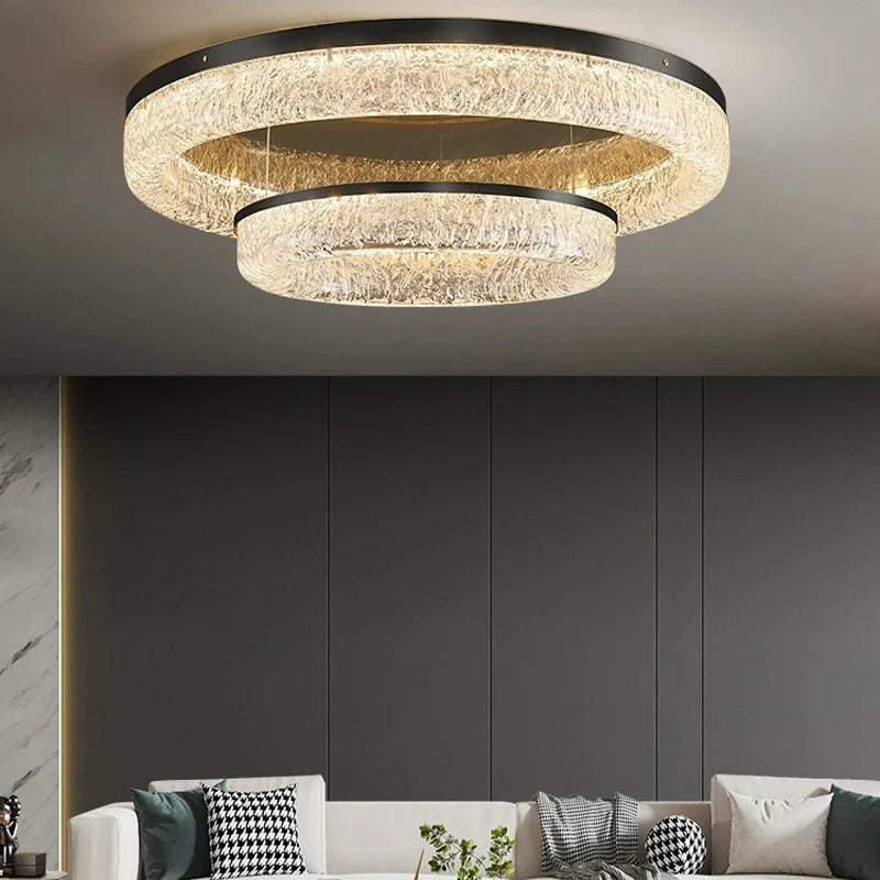 Plafonnier Led rond en laiton au design nordique moderne - vue 4 sur 14