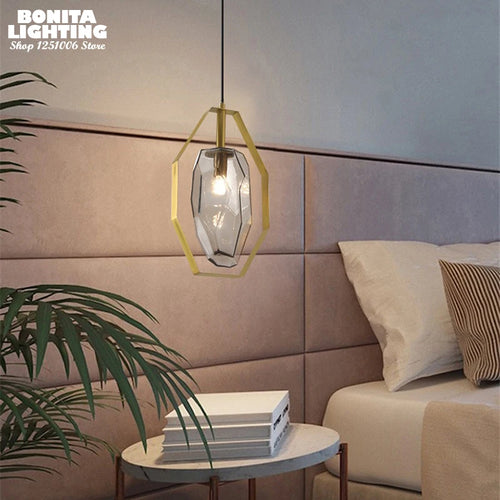 Kristall-Pendelleuchte mit Metallring nordisches Design elegant - vue 3 sur 8