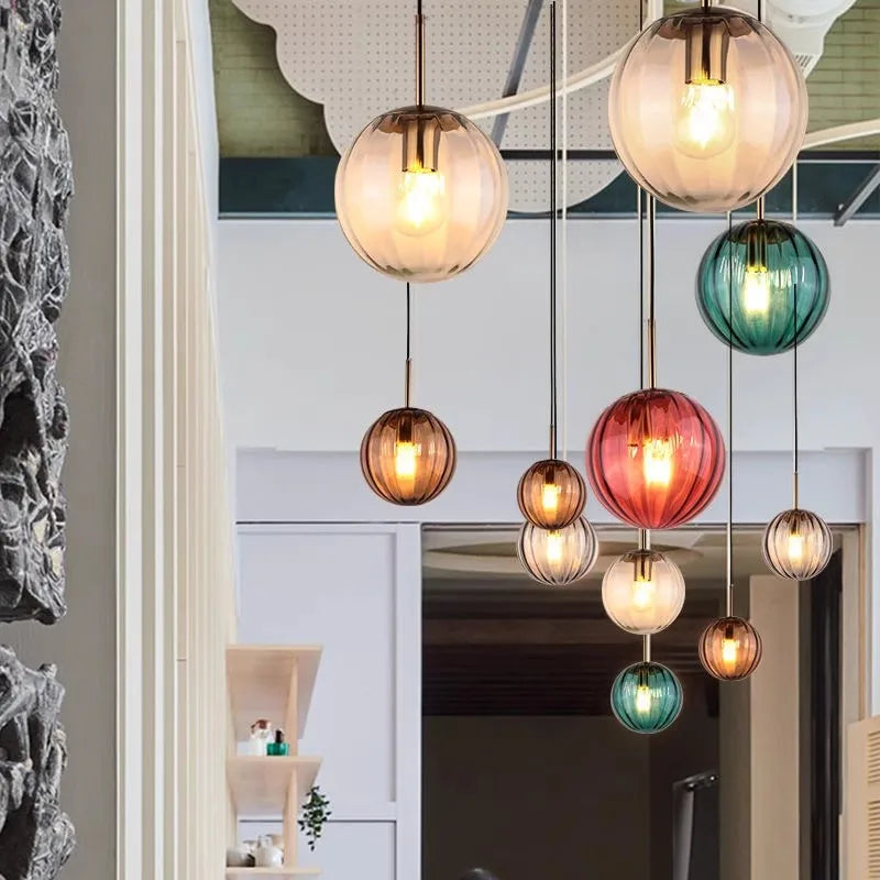 lustre en verre coloré lumineux pour restaurant - vue 5 sur 25