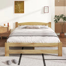 VSOGA 140/90 x 200 Cm, Solid Solid Wood Bed, Futon Bed, Double Bed, Solid Wood Natural Bed with Headboard and Slatted Frames,