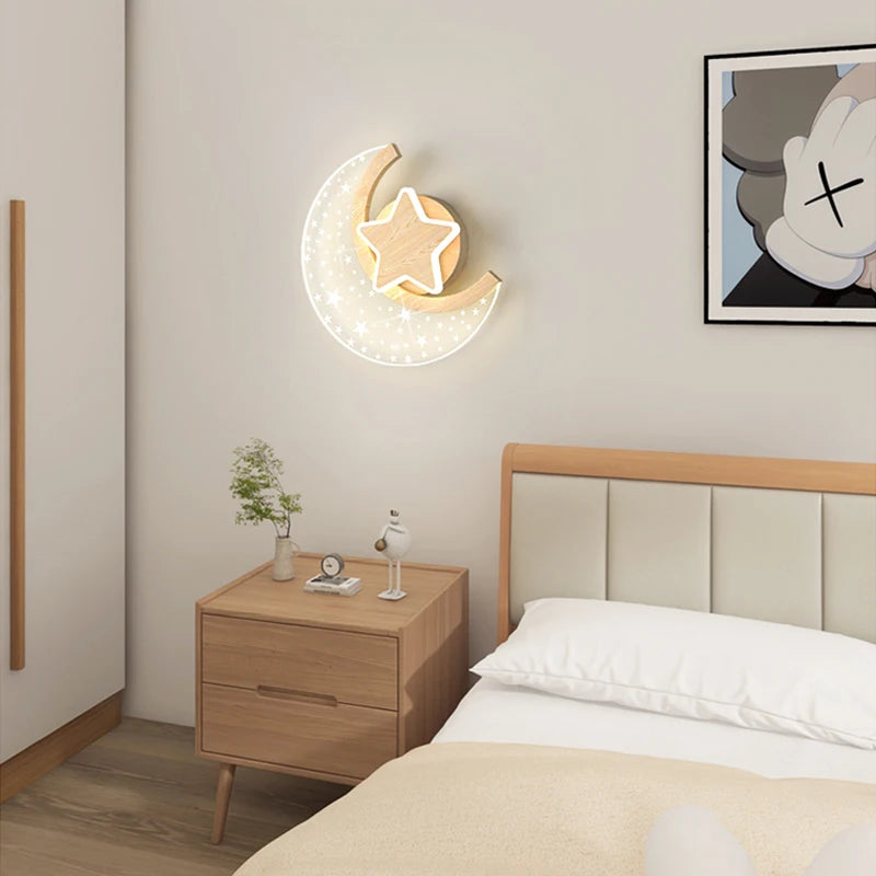 Applique murale led nordique étoile lune décoration intérieure - vue 5 sur 10