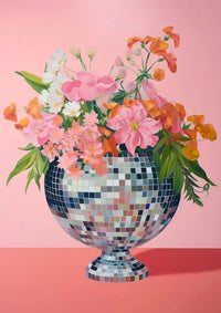 affiche rétro de boule disco abstraite pour décoration murale