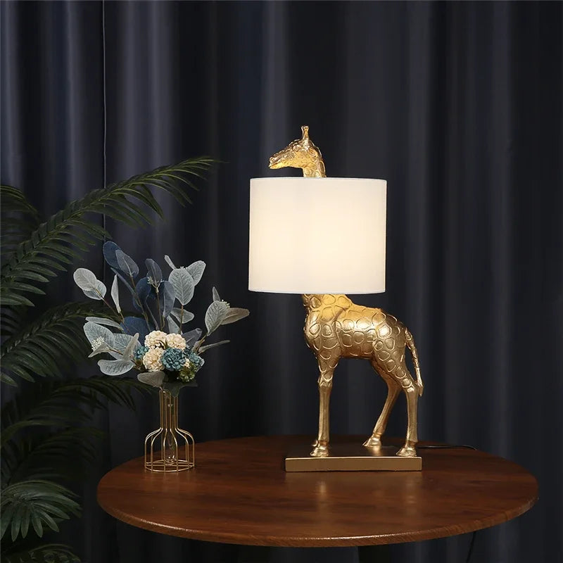 lampe de bureau design moderne girafe en résine éclairage créatif - vue 3 sur 8