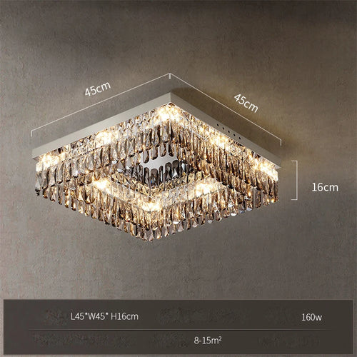 LED-Deckenleuchte quadratisch rechteckig Kristall gold dimmbar - vue 19 sur 18
