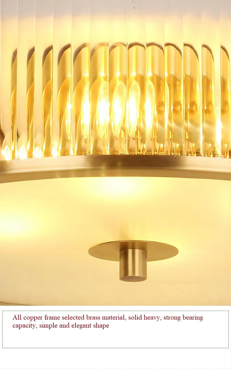 plafonnier led cuivre cristal décoratif intérieur - vue 7 sur 8