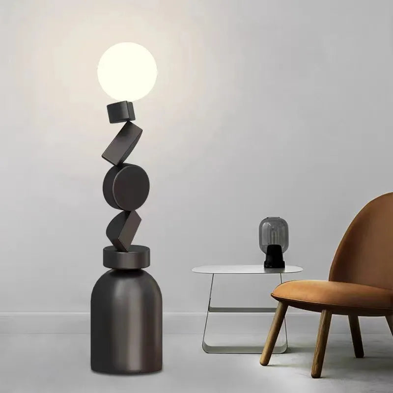 lampadaire design rond en verre pour décoration moderne - vue 4 sur 12