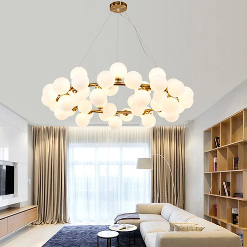 Kreative und minimalistische Pendelleuchte aus satiniertem Glas im nordischen Design - vue 3 sur 9