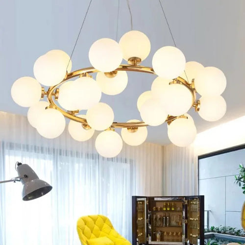 Kreative und minimalistische Pendelleuchte aus satiniertem Glas im nordischen Design - vue 5 sur 9