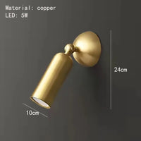 LED-Wandleuchte aus Messing mit einstellbarer Farbtemperatur und Rotation