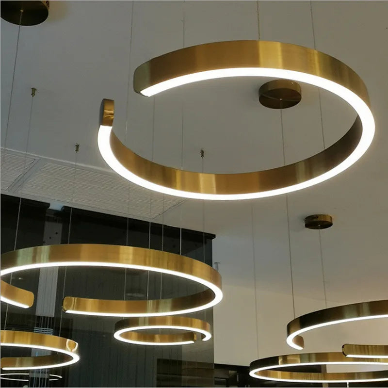 suspension LED en anneaux de luxe pour ambiance moderne - vue 5 sur 13