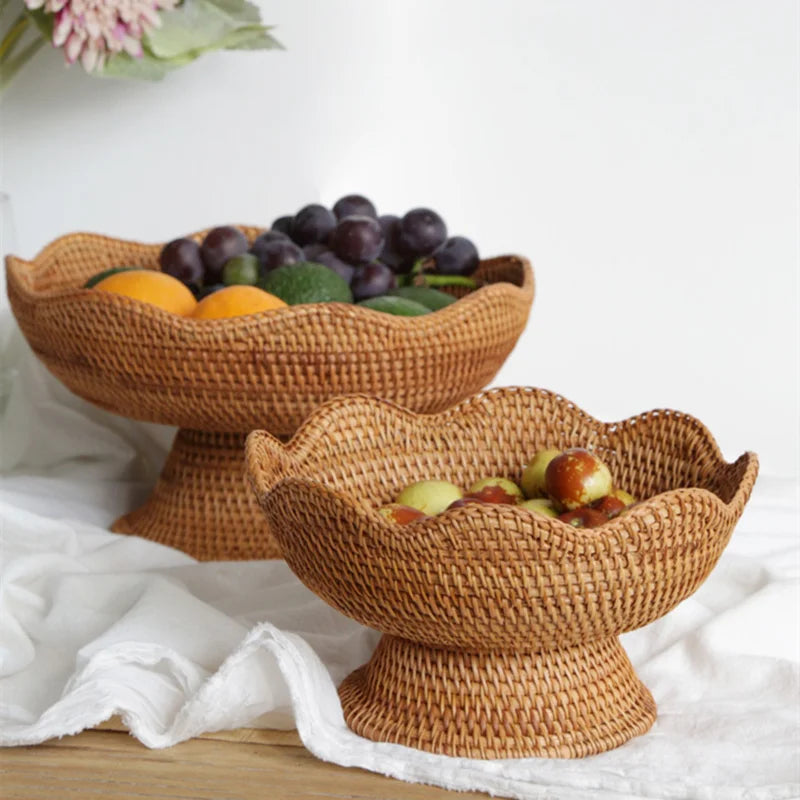 paniers à fruits en rotin pour rangement et décoration naturelle - vue 3 sur 8