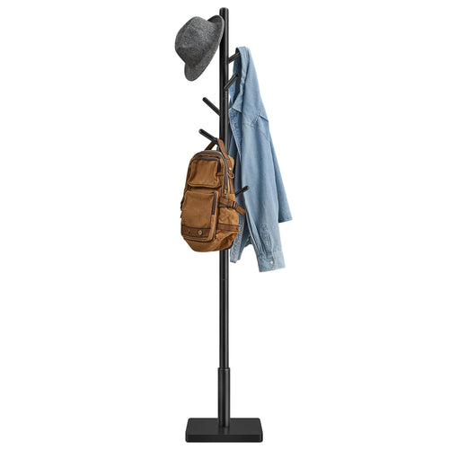 VASAGLE Coat Rack, Solid Wood Coat Stand, Free Standing Hall Coat Tree with 8 Hooks for Coats, Hats, Bags, Purses, for Entryway - vue 7 sur 9