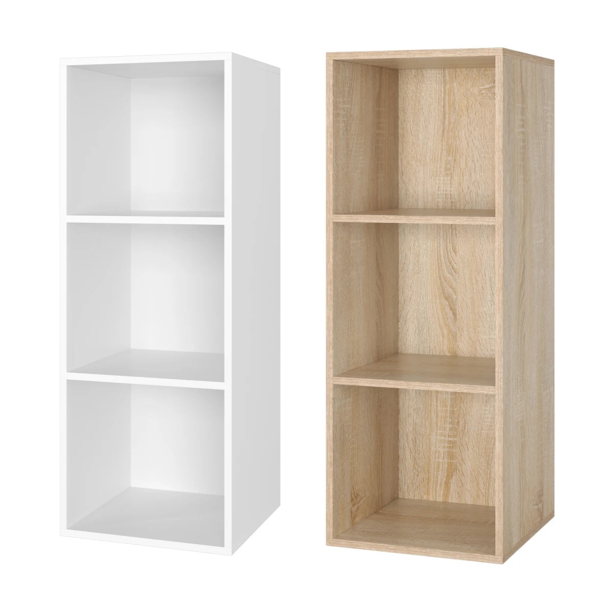 Getone Small Bookcase, White Bookshelf, 3 Cubes Storage Unit, Living Room Bookcase Wooden 30x30x80cm