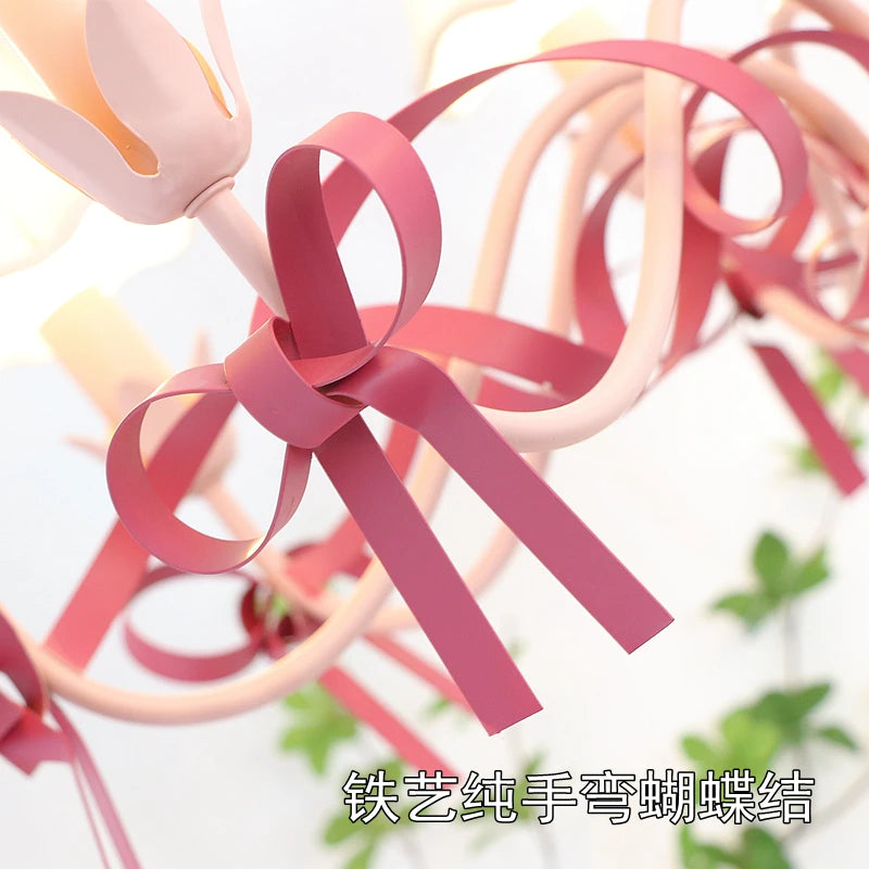 lustre mignon pour enfants éclairage suspendu avec nœud décoratif - vue 7 sur 14