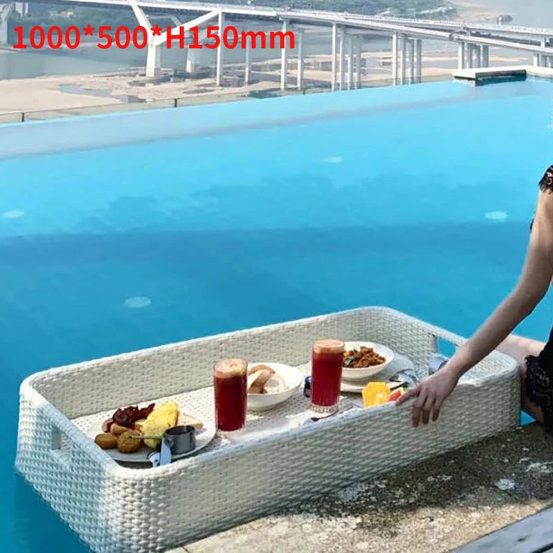 plateau en rotin nordique pour fruits et boissons de piscine - vue 14 sur 22