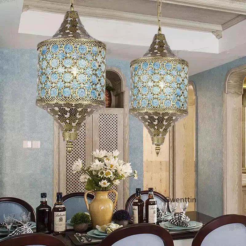 lustre suspendu asiatique décoratif pour intérieur bohème - vue 3 sur 18