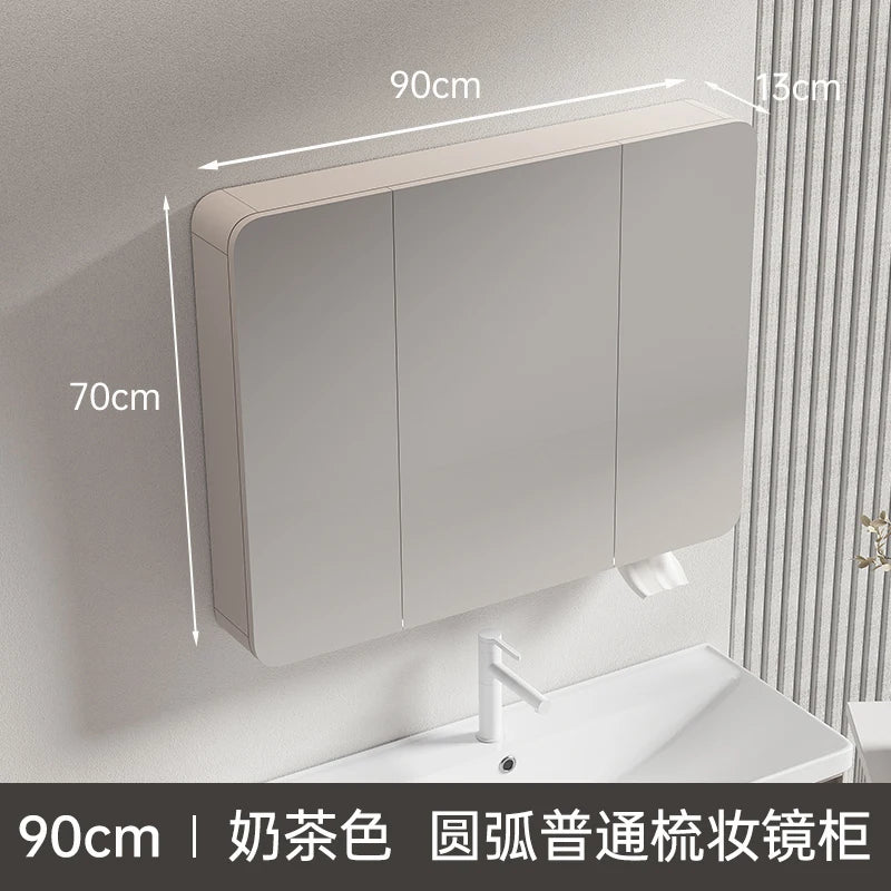 armoire circulaire en aluminium avec miroir éclairage intelligent et rangement - vue 24 sur 32