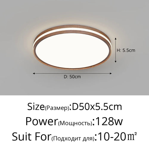 Minimalistischer nordischer Deckenleuchte aus Holz mit moderner LED-Beleuchtung - vue 11 sur 12