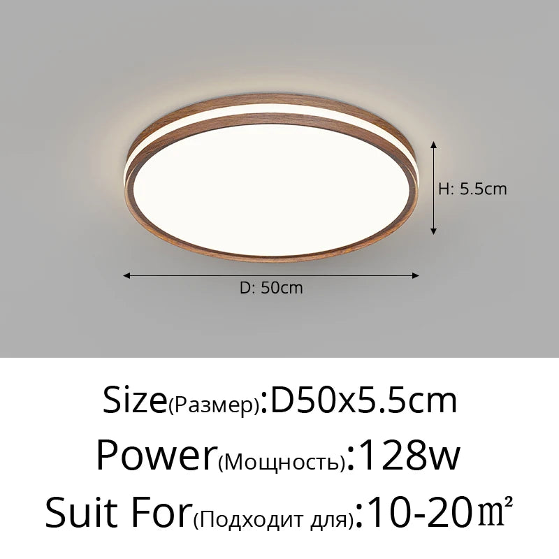 Minimalistischer nordischer Deckenleuchte aus Holz mit moderner LED-Beleuchtung - vue 11 sur 12