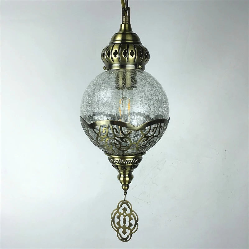 suspension vintage bohème en verre craquelé fait main - vue 6 sur 9