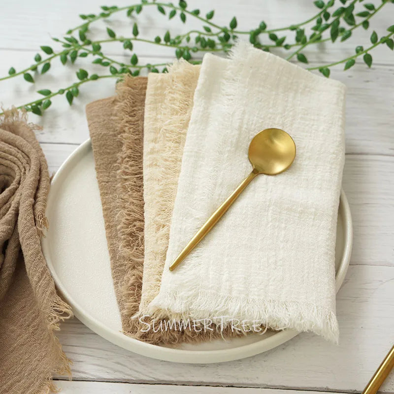 Serviette de table gaze de coton style rustique - vue 5 sur 7