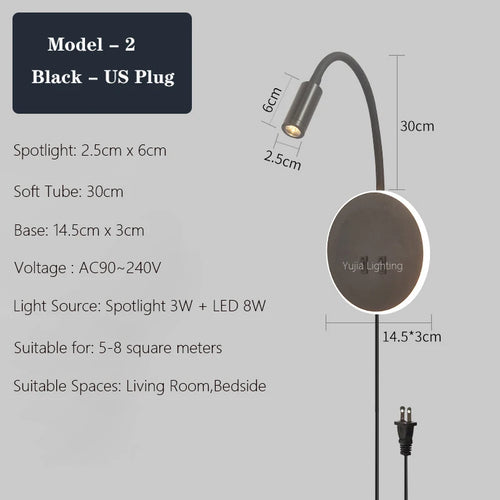 Moderne LED-Wandleuchte mit USB-Anschlüssen und Schalter - vue 17 sur 22