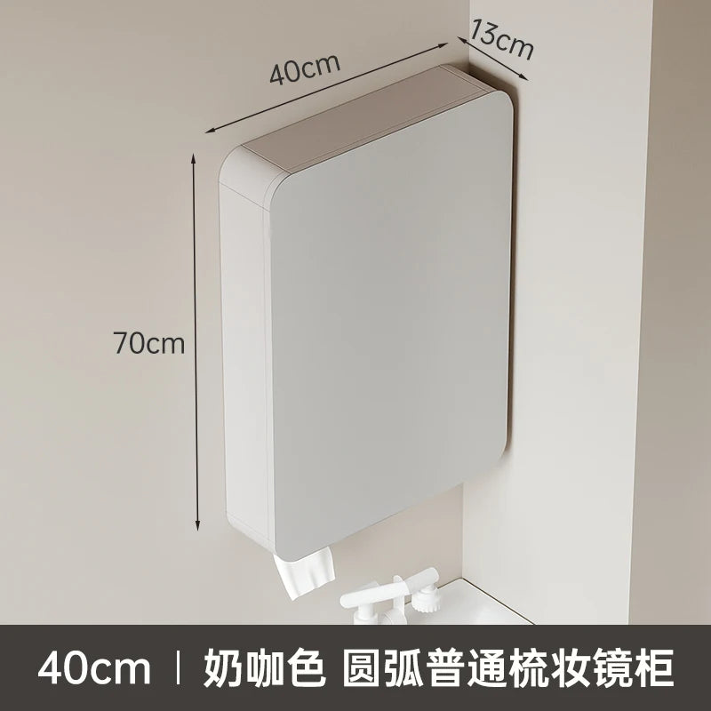 armoire circulaire en aluminium avec miroir éclairage intelligent et rangement - vue 17 sur 32