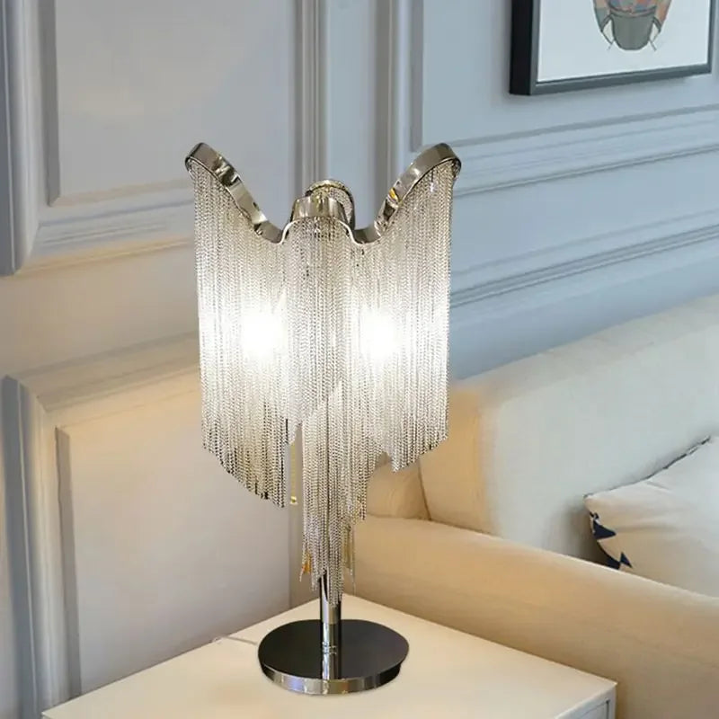lampadaire postmoderne de luxe avec chaîne en aluminium style nordique italien - vue 5 sur 6
