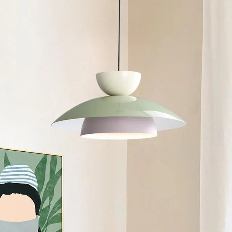 Nordique LED crème suspension lumières macaron 2/3 niveaux esthétique décor lampes suspendues chambre salon Restaurant luminaires - vue 4 sur 13