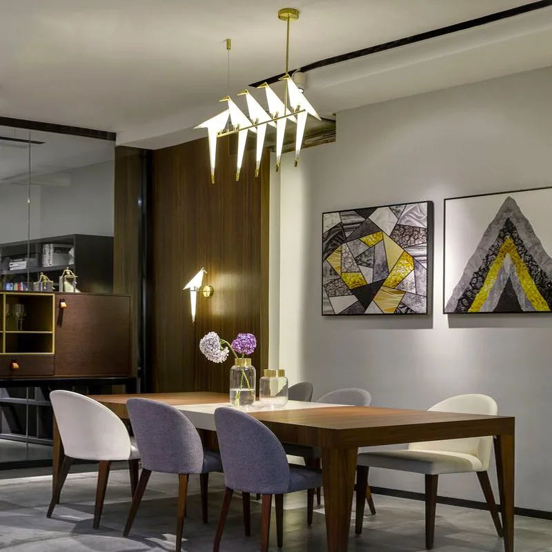 suspension LED design nordique en acrylique forme oiseau - vue 5 sur 19