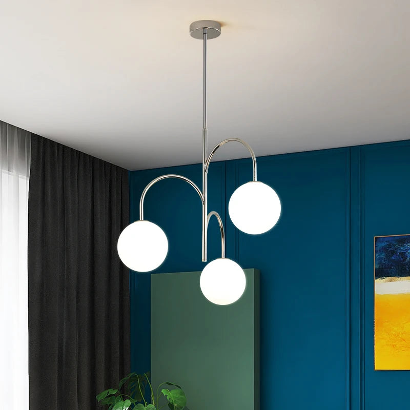 Moderner Kronleuchter aus Eisen und Glas für die Innendekoration - vue 6 sur 7