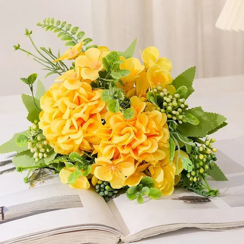 bouquet de chrysanthèmes en soie pour décoration de jardin - vue 6 sur 13