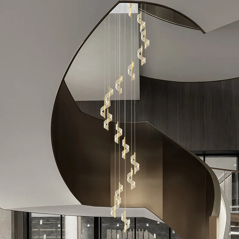 lustre led moderne nordique en acrylique à torsion spirale - vue 3 sur 12