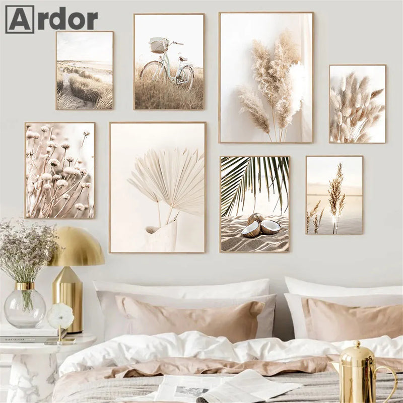 affiches de fleurs séchées en toile pour décoration murale