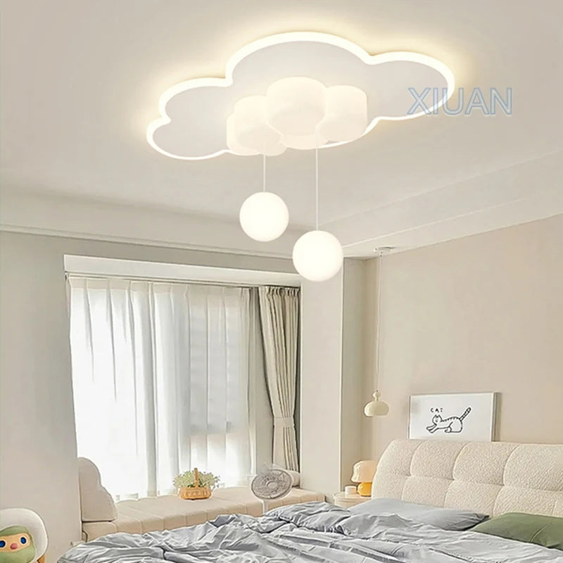 Minimalist Children's Room Ceiling Lamps Hanging Ball Bubble Droplight White Cloud Bedroom Chandelier Light Living Room Indoor - vue 3 sur 9